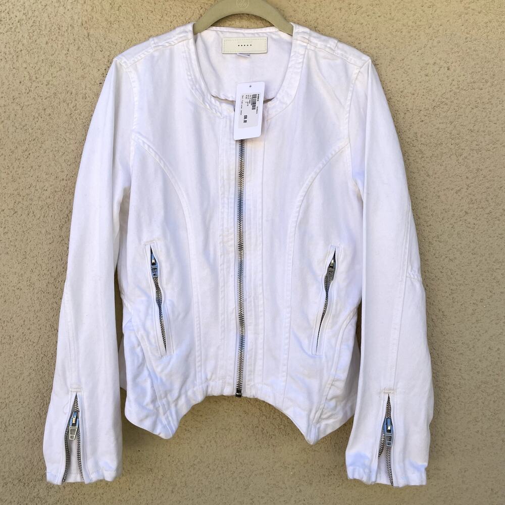 Blank NYC White Denim Part Time Lover Jacket M Full Zip